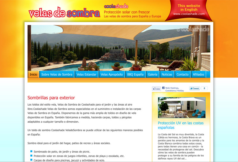 Velas de Sombra - Coolashade Shade Sails in Spanish Velas de Sombra - Coolashade Shade Sails in Spanish